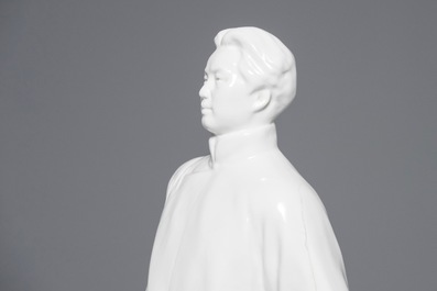 A tall Chinese figure of Mao Zedong standing near an inscribed rock, 2nd half 20th C.