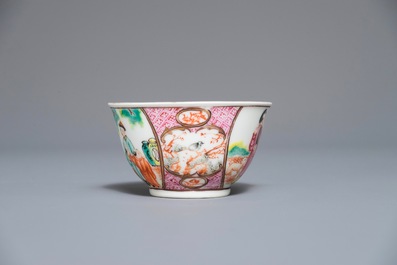 Een Chinees famille rose theeservies met mandarijns decor, Qianlong