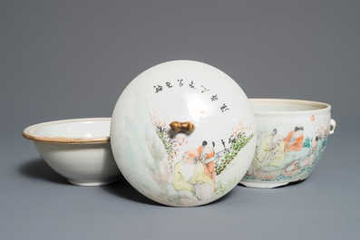 A Chinese qianjiang cai bowl and cover, 19/20th C.