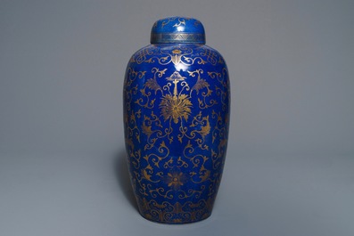 19世纪 蓝地盖罐