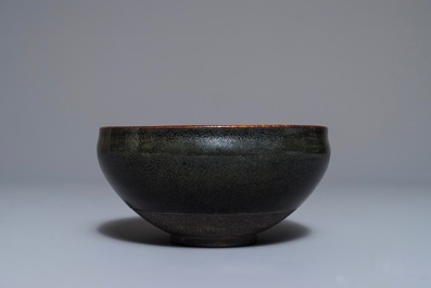 A Chinese Cizhou oil spot glazed bowl, Jin/Yuan style, 19/20th C.