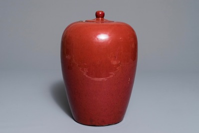 19世纪 红釉冬瓜罐