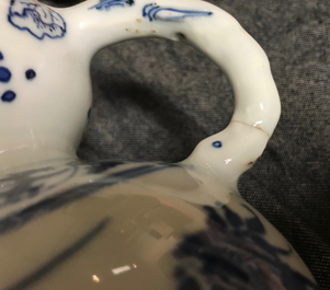 A Chinese blue and white elephant handle vase, Transitional period