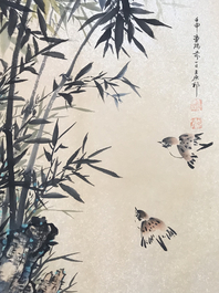 Een groot Chinees album met aquarellen en kalligrafie, 19/20e eeuw