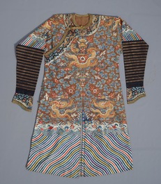 A Chinese imperial brown-ground kesi eight-dragon robe, probably Jiaqing, 1st half 19th C.