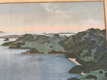 Keiga Kawahara (Japan, 1786-1860), &ldquo;Zicht op de haven van Deshima&rdquo;, gouache op zijde