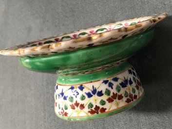 Three Chinese Bencharong-style footed bowls for the Thai market, 19th C.