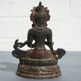 Un Bouddha Vajrasattva en bronze laqu&eacute; et dor&eacute;, Chine, Ming