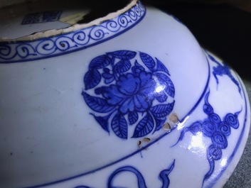 A Chinese blue and white &quot;cranes&quot; dish, Jiajing