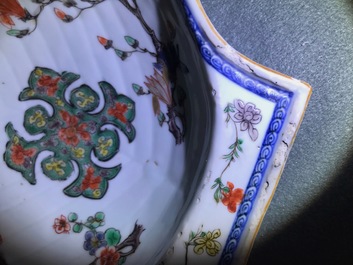 A Chinese shell-shaped famille verte dish, Kangxi