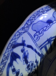 A pair of Chinese blue and white dishes with the 'Cao sisters', Kangxi