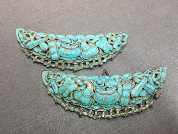 Eenendertig Chinese sieraden met ijsvogelveren, zilver en metaal, Qing en 20e eeuw