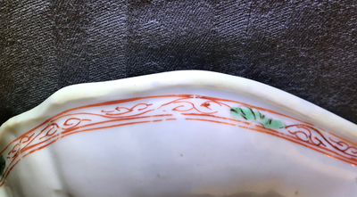 A Chinese shell-shaped famille verte dish, Kangxi