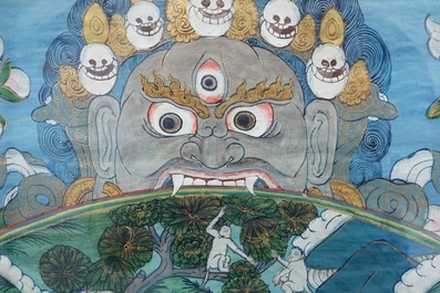 Un thangka figurant le Bhavacakra, Tibet, 19/20&egrave;me