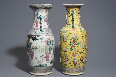 Two Chinese famille rose vases, 19th C.