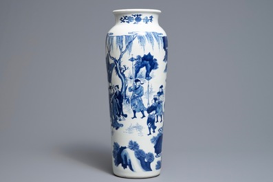 Un vase en porcelaine de Chine bleu et blanc de style Transition, 19/20&egrave;me