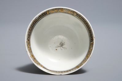 A Chinese famille rose erotical subject cup and saucer, Yongzheng