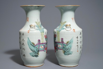 Une paire de vases en porcelaine de Chine famille rose, 19/20&egrave;me