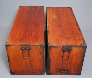 A two-part Japanese tansu cabinet, Meiji, 19th C.