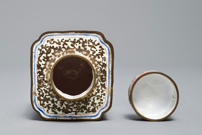 A Chinese Canton enamel tea caddy and cover, Qianlong