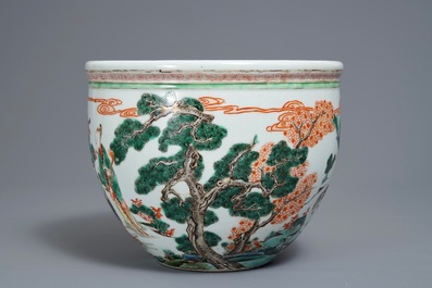 A Chinese famille verte jardini&egrave;re, 19/20th C.