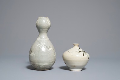 A selection of Korean celadon-glazed wares, Goryeo and later