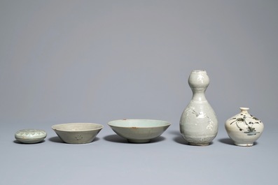 A selection of Korean celadon-glazed wares, Goryeo and later