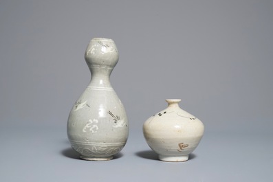 A selection of Korean celadon-glazed wares, Goryeo and later