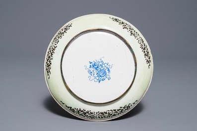 A Chinese Canton enamel plate with fishermen, Qianlong