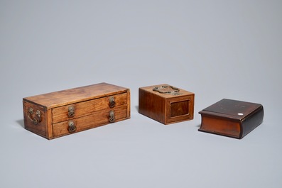 Three Chinese wooden boxes, 19/20th C.