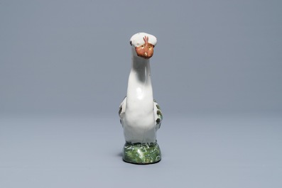 A polychrome Dutch Delft model of a swan, 18th C.