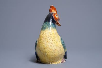 Un mod&egrave;le d'un coq en fa&iuml;ence polychrome de Delft, 19&egrave;me