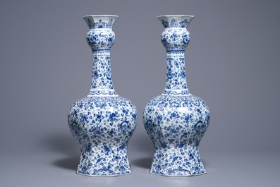 A pair of very large Dutch Delft blue and white vases, first quarter 18th C.