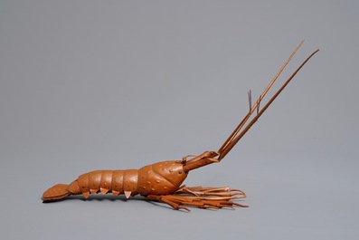 A Japanese copper 'jizai' okimono lobster, signed Myochin, Showa, 20th C.