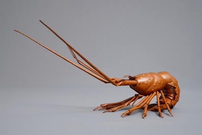 A Japanese copper 'jizai' okimono lobster, signed Myochin, Showa, 20th C.