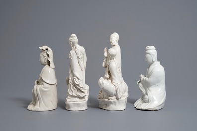 Four Chinese blanc de Chine figures and groups, 19/20th C.