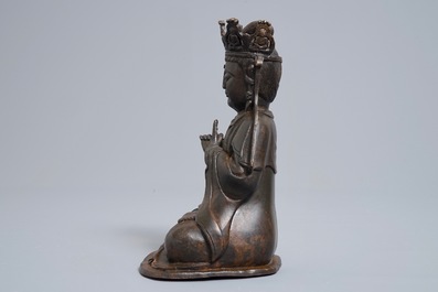 A Chinese bronze model of Guanyin, 19th C.