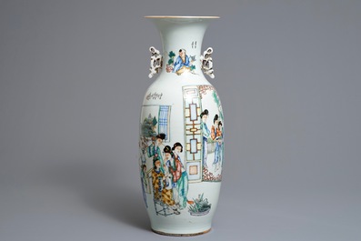 Two Chinese famille rose double design vases, 19/20th C.