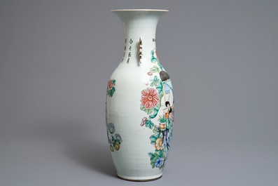 Two Chinese famille rose double design vases, 19/20th C.