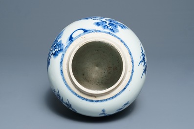 A Chinese blue and white 'Three friends of winter' jar, Kangxi