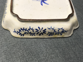 Four Chinese Canton enamel square saucers with horses, 18/19th C.