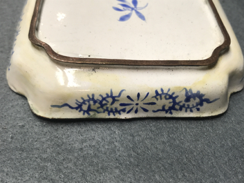 Four Chinese Canton enamel square saucers with horses, 18/19th C.