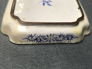 Four Chinese Canton enamel square saucers with horses, 18/19th C.