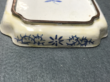 Four Chinese Canton enamel square saucers with horses, 18/19th C.