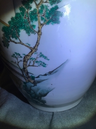 A Chinese famille rose two-sided design vase, 19/20th C.