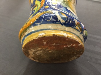 An Italian maiolica drug jar of 'albarello' type, Venice, 2nd half 16th C.