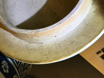 A large Chinese blue and white vase and cover with 'antiquities' design, 19th C.