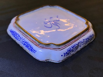 Four Chinese Canton enamel square saucers, Qianlong