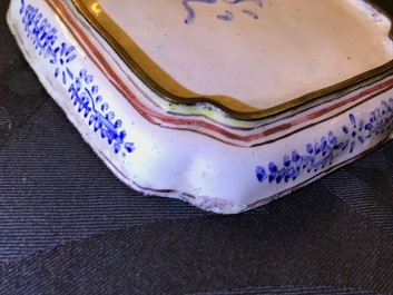 Four Chinese Canton enamel square saucers, Qianlong