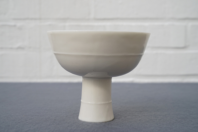 A Chinese blanc de Chine stem cup, Wanli or Transitional period